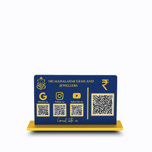 3-in-1 Blue Colour QR Standee with Payment QR